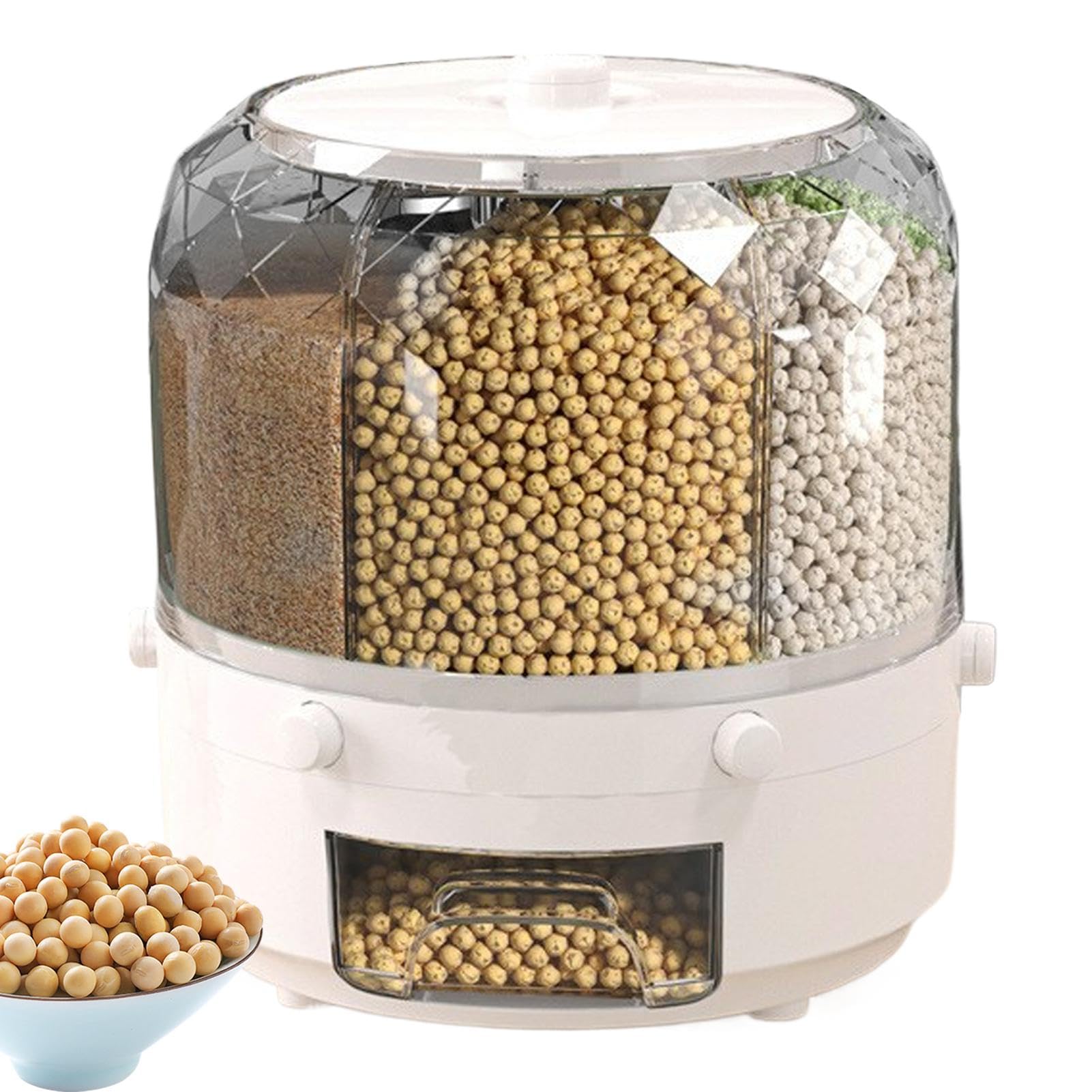 Organizador de granos de cocina | Dispensador giratorio de alimentos | Caja sellada de almacenamiento de arroz | Tanque de almacenamiento de alimentos | Almacenamiento de granos giratorio Capacidad de