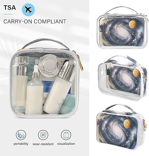 Miniatura 5 de Galaxy Universe Planets Clear Toiletry Bag for Traveling,2 Pack Makeup Cosmetic Bag with Zipper,Travel Bag for Toiletries,Travel Essentials 21214292