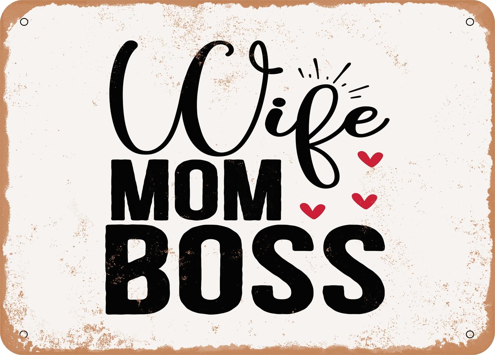 Miaomansenstore Metal Sign - Wife Mom Boss - 2 - Vintage Look Sign Home Decor