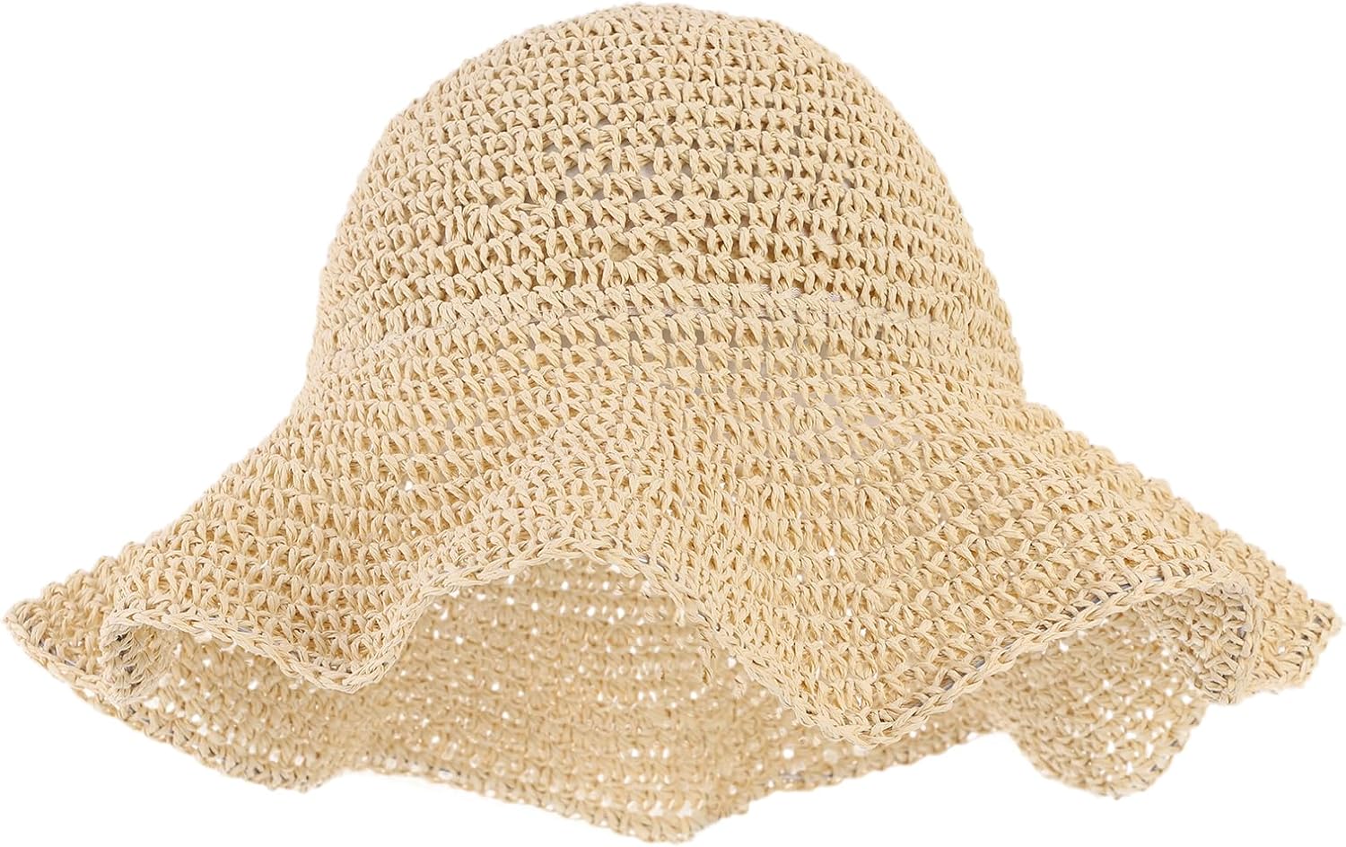 Oweisong Beach Hats for Women Trendy Summer Straw Sun Hat Floppy Wide Brim Boho Crochet Hats for Vacation Travel