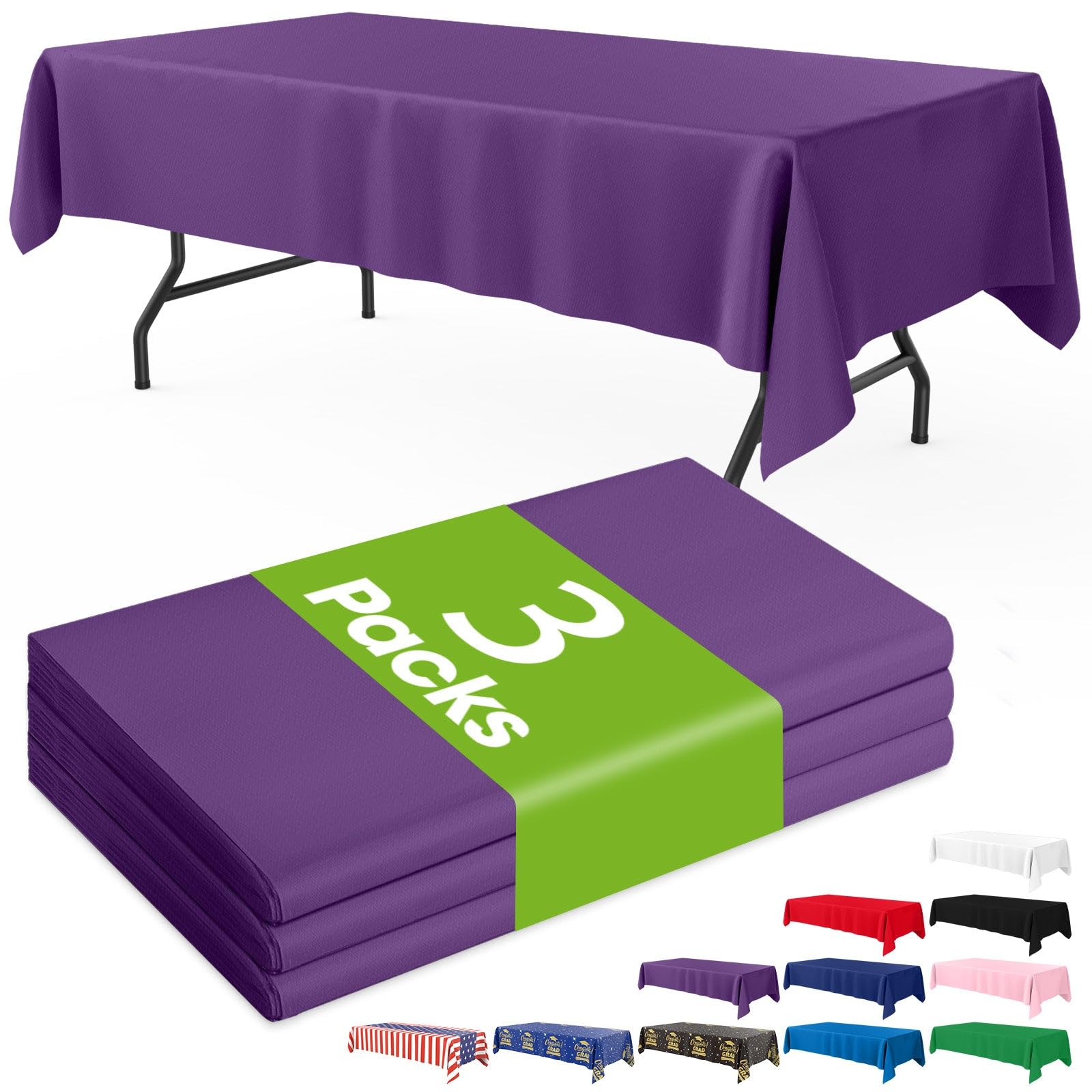 Pureegg Plastic Table Cloth Disposable 3 Pack - tablecloths | Mubboo