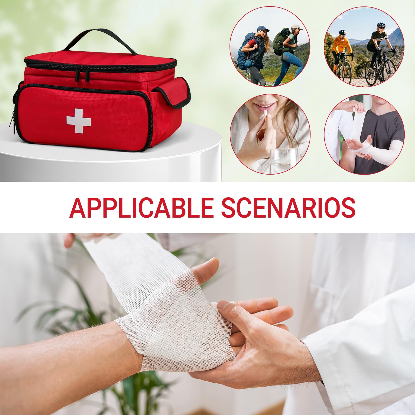 Borsa di pronto soccorso vuota:borsa per medicinali per la casa,per campeggio, escursionismo (rosso, 28×19×16 cm)