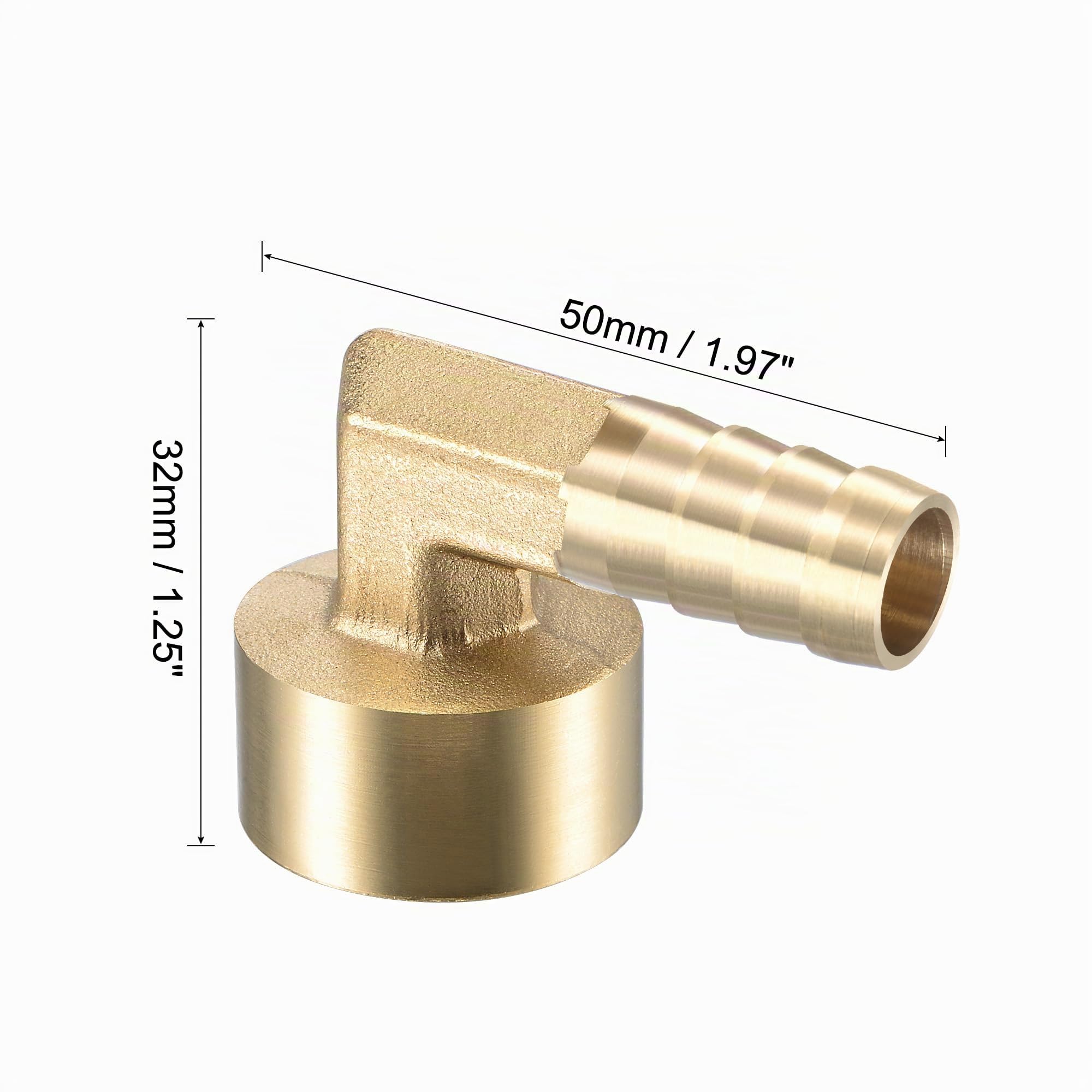 sourcing map Raccord Cannelé Tuyau Laiton Coude 12mm x G1/2 Tuyau Femelle Connecteur Adaptateur pour Eau Carburant Air