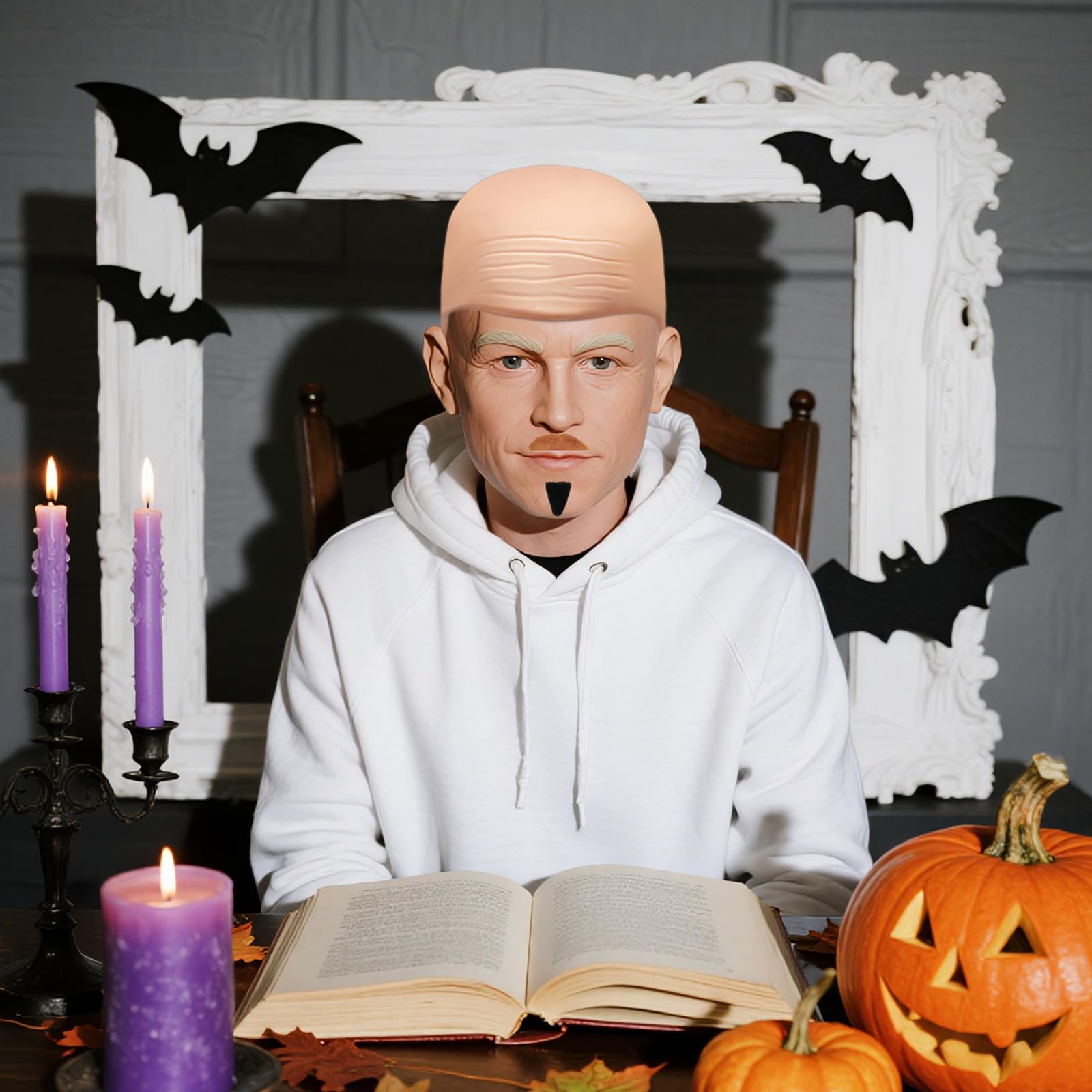 Zestaw czapek łysiących dla dorosłych i dzieci – 7 sztuk sztucznej brody + lateksowe łysienie + okulary przeciwsłoneczne – przebranie na Halloween, Cosplay, kostium Pitbulla, Pitbull, Pitbull, Pan