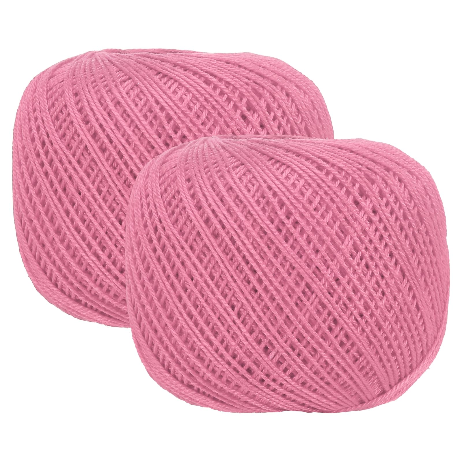 sourcing map 2 Rolls 164 Yards Size 3 Pure Pink Pearl Cotton Crochet Thread Lace Weight Yarn Tatting Thread for Crocheting Knitting Embroidery Sewing
