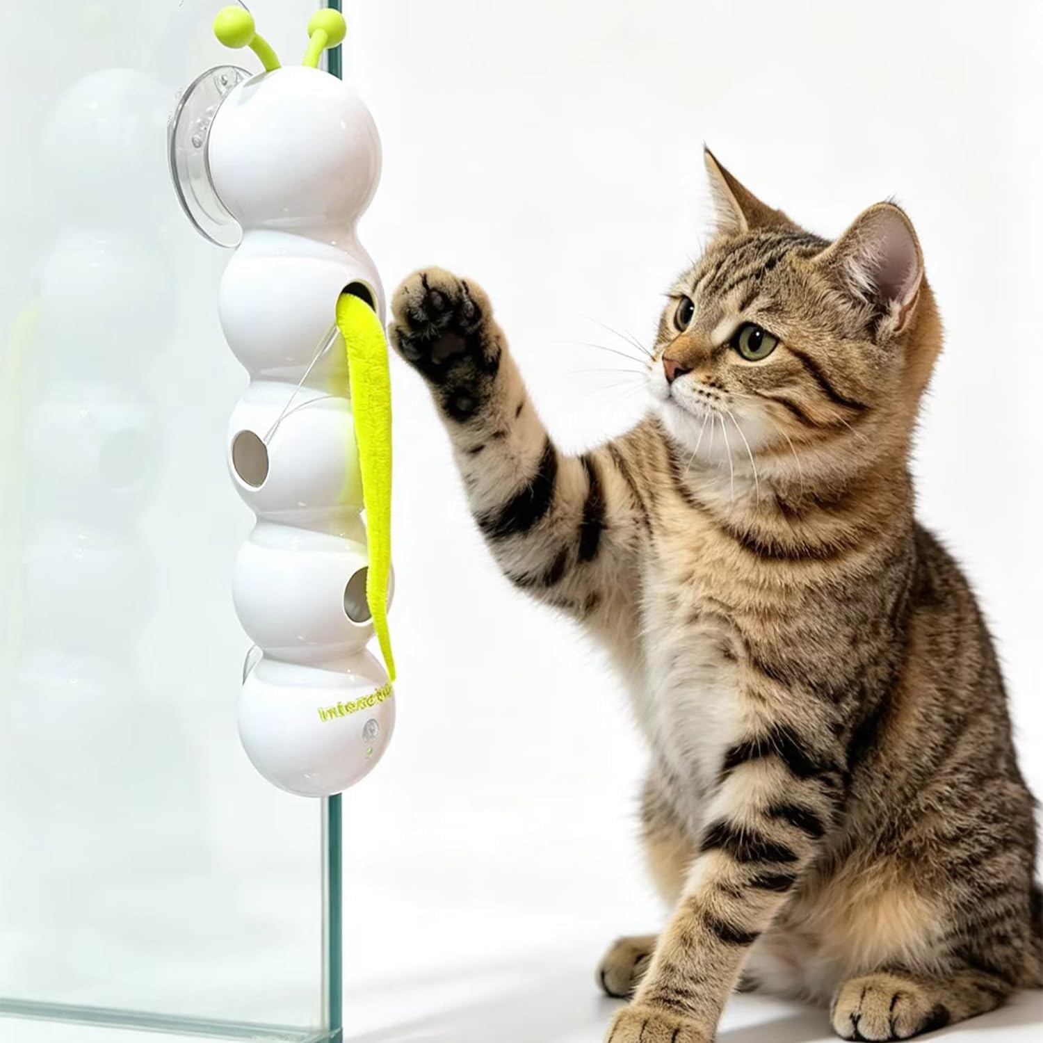 Caterpillar Cat Toy, Interactive with Worm Design, Automatic Cat Toy with Motion Sensor, Replaceable Tails Bite Resistant USB Rechargeable Teaser with Suction Cup,Indoor Cats for Daily Play