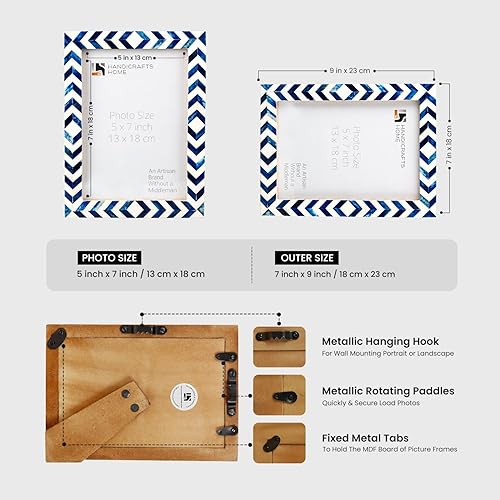 Miniatura 2 de Handicrafts Home Marco de fotos de mosaico chevron  Marco de fotos hecho a mano con incrustaciones de hueso de 4 por 6 para decoración de mesa y