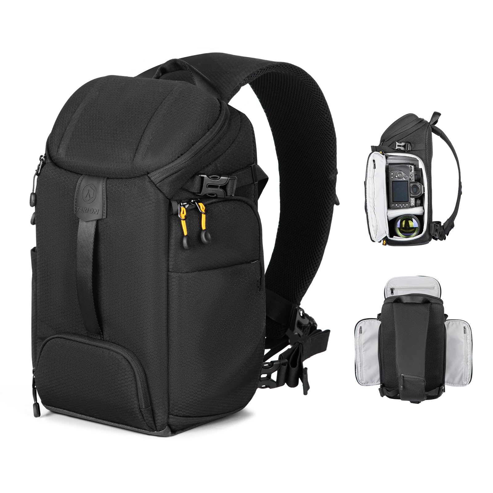 TARION Camera Bag Large Photography - Camera Backpack with Dual-Side Opening Waterproof Raincover for DSLR Drone Travel Rucksack Hexagon Series