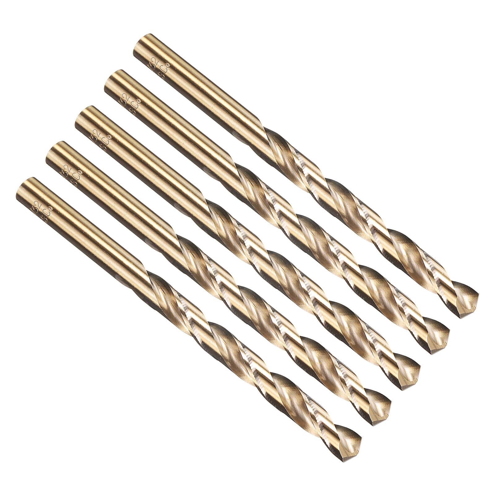 PATIKIL 7.1mm Drill Bit 9/32", M35 Cobalt 5% High-Speed Steel Jobber Straight Shank 135° Gold Finish for Stainless Steel Hard Metal - 5 Pack — image 1
