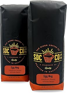 San Diego Coffee Egg Nog, Medium Roast, Whole Bean Coffee, 16-Ounce Bags (Pack of 2) Café en grano tostado