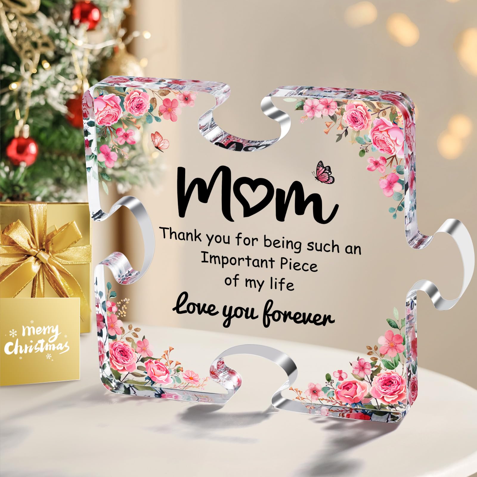 Stocking Stuffers Mom Christmas Gifts, Mom Birthday Gifts, Winzwon Personalised Paperweights Presents for New Mom, Mother in Law from Daughter Son, Mothers Day Acrylic Puzzle Home Office Decoration