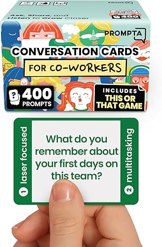 400 tarjetas de conversación para compañeros de trabajo, dos divertidos juegos de trabajo en equipo para el trabajo, tarjetas de preguntas