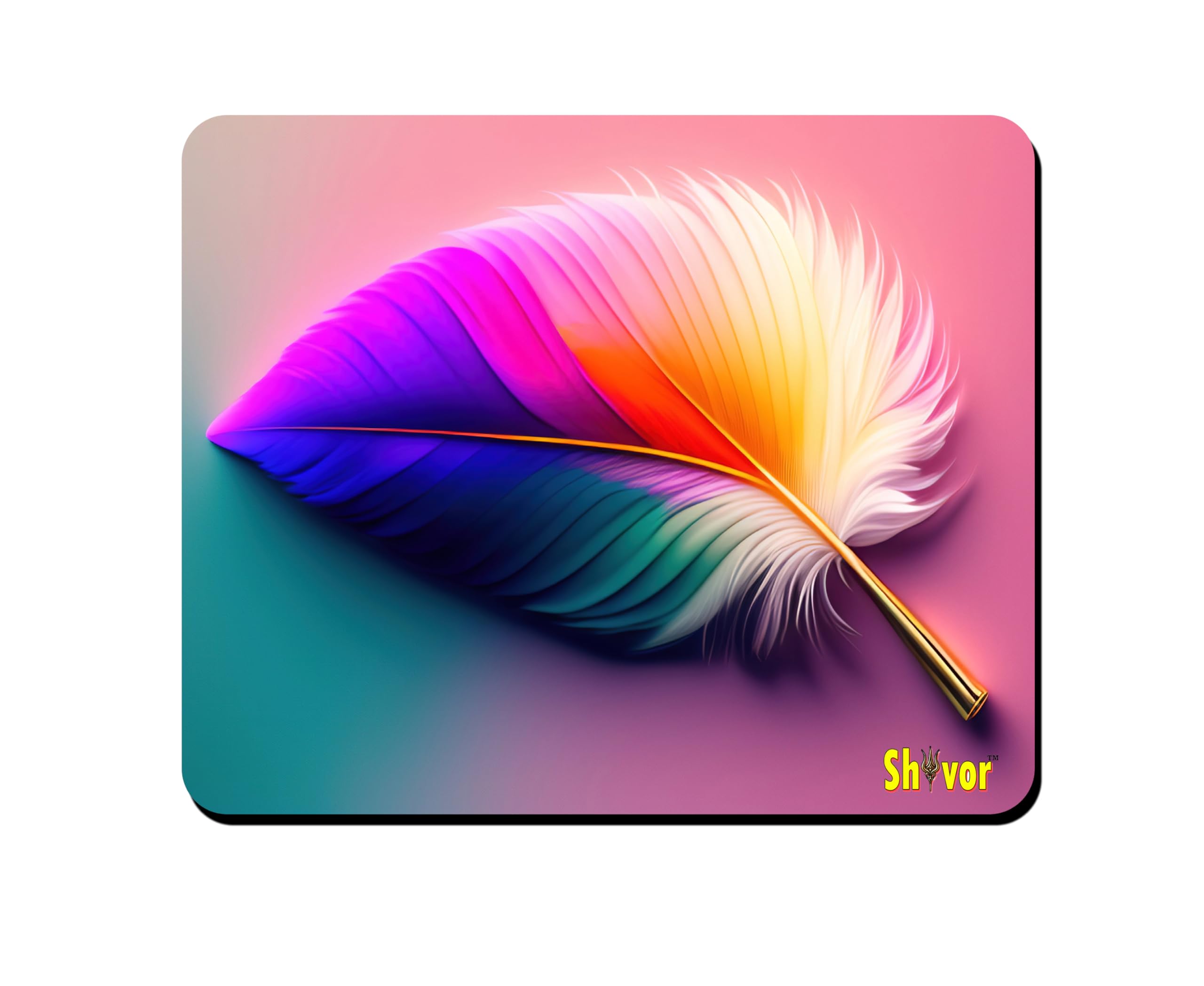 Designer Mouse Pad with Rainbow Feather Heat-Resistant Rubber Base, Print, Mouse Pad Compatible for Laptop Computer Desktop PC Gaming Non Slip-image-38