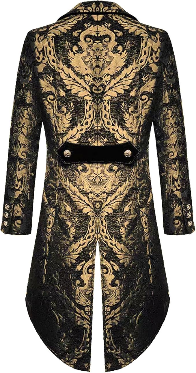 Costume D'Halloween Pour Homme - Manteau Steampunk Pour Homme - Veste Gothique Médiévale - Jupe De Marche Victorienne - Uniforme Smoking Rétro - Long Bouton (vert, XL