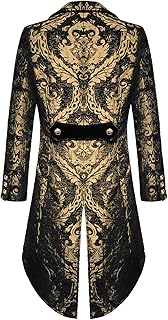 2025 Moda Hombre Festival Performance Gothic Punk Frack Chaqueta Brocado Negro Brocado Boda Chaqueta Botas de Invierno Forro Hombre