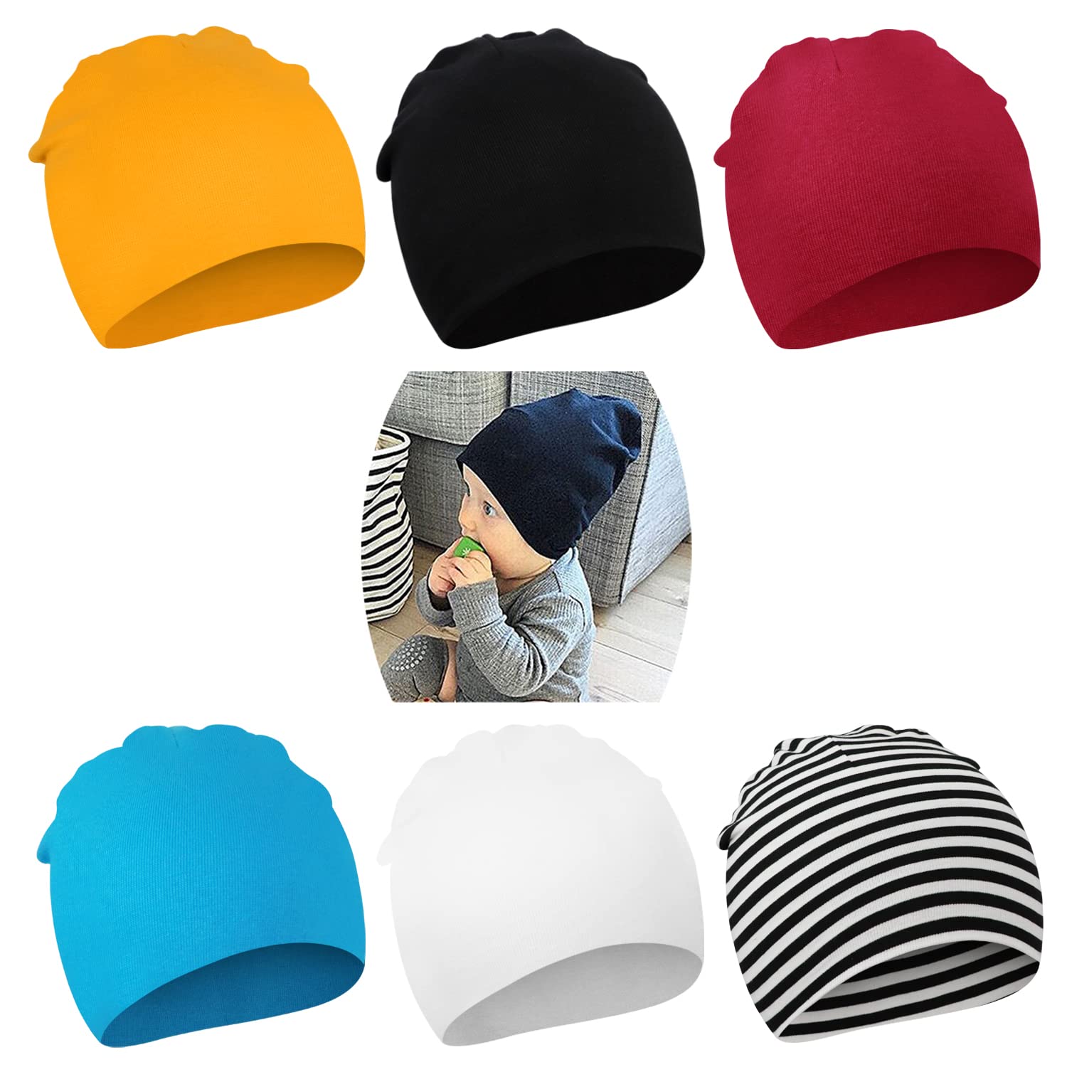 DRESHOW 6 Sztuk Czapka dla Niemowląt Noworodek Maluch Miękka Urocza Dzianinowa Czapka Czapki Szpitalne dla Chłopców Niemowląt Czapka Beanie