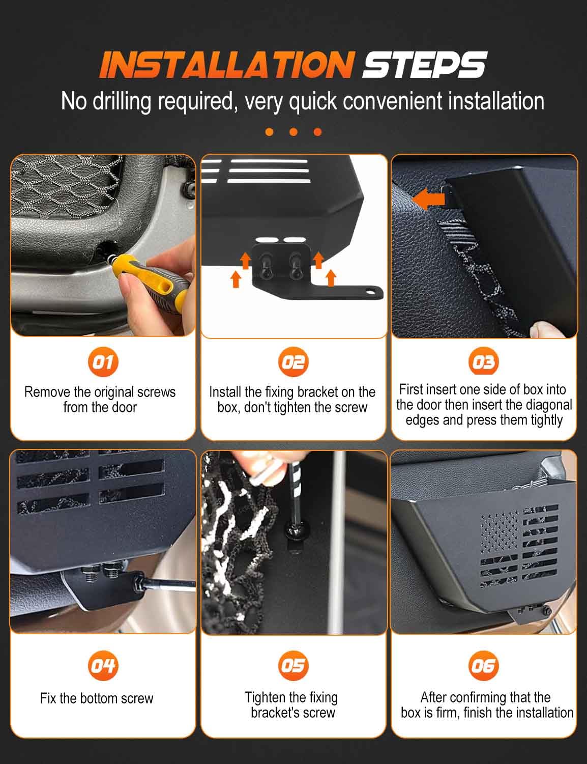 JK Lot de 2 organiseurs de rangement pour porte arrière en acier inoxydable compatible avec Jeep Wrangler JK JKU 2007-2018