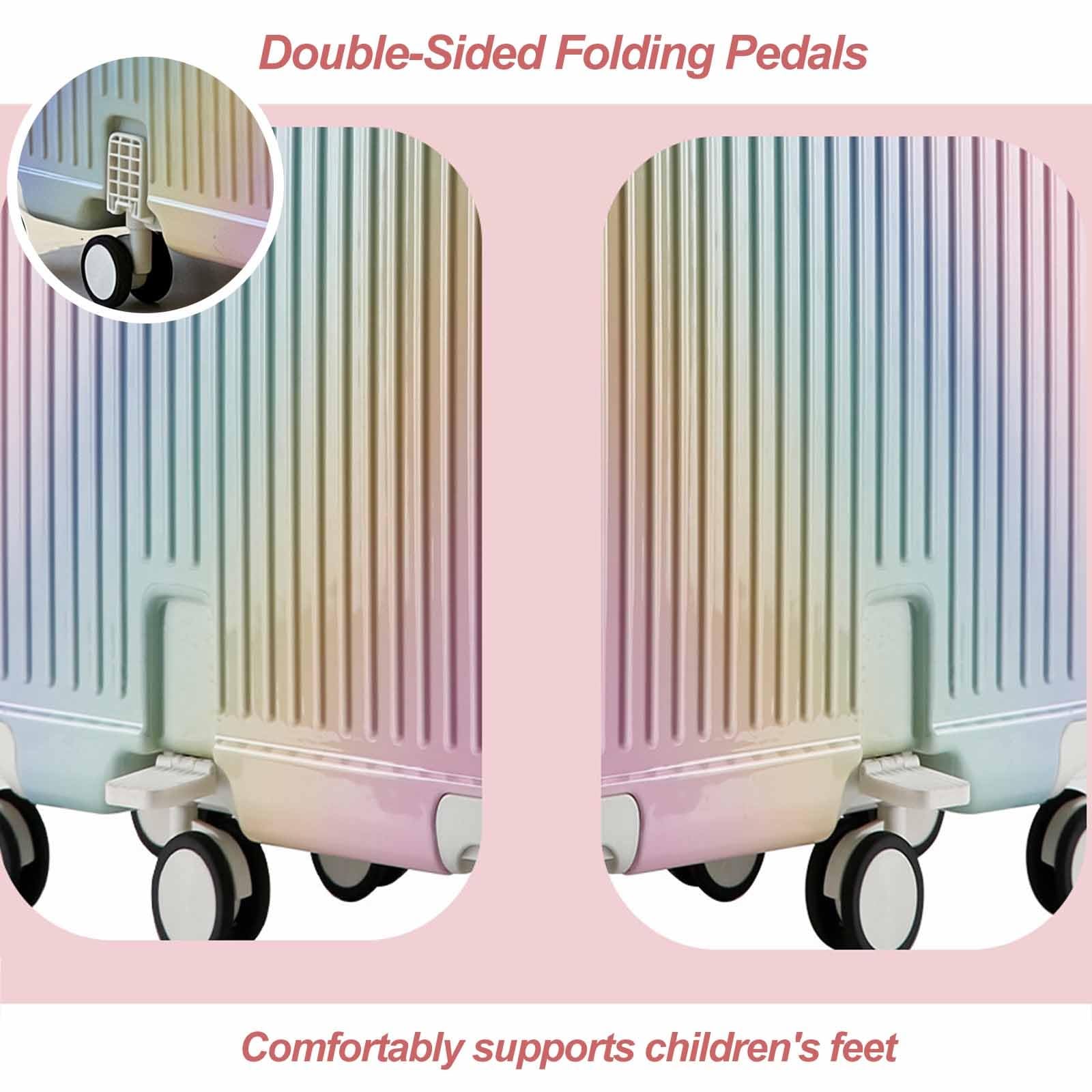 Leichter Hartschalen-Rollkoffer, leichtes Reisegepäck aus PC+ABS, Aufsitzkoffer mit klappbarem Pedal, 360°-Silent-Spinner-Koffer (zum Schieben)