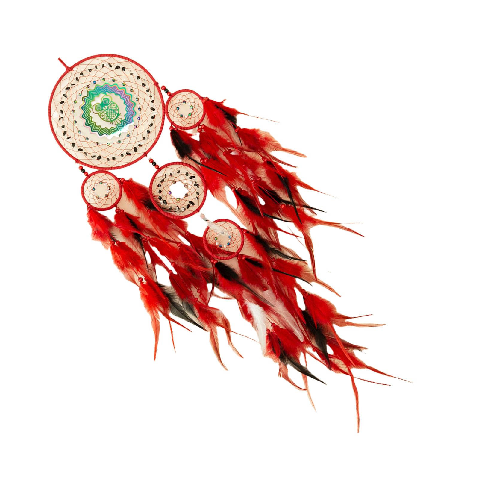 3D Rotating Colorful Owl Dreamcatchers Windchimes with Mystical Elegant Designs Feathered Ornament Wall Hanging Decors Wall Ornament