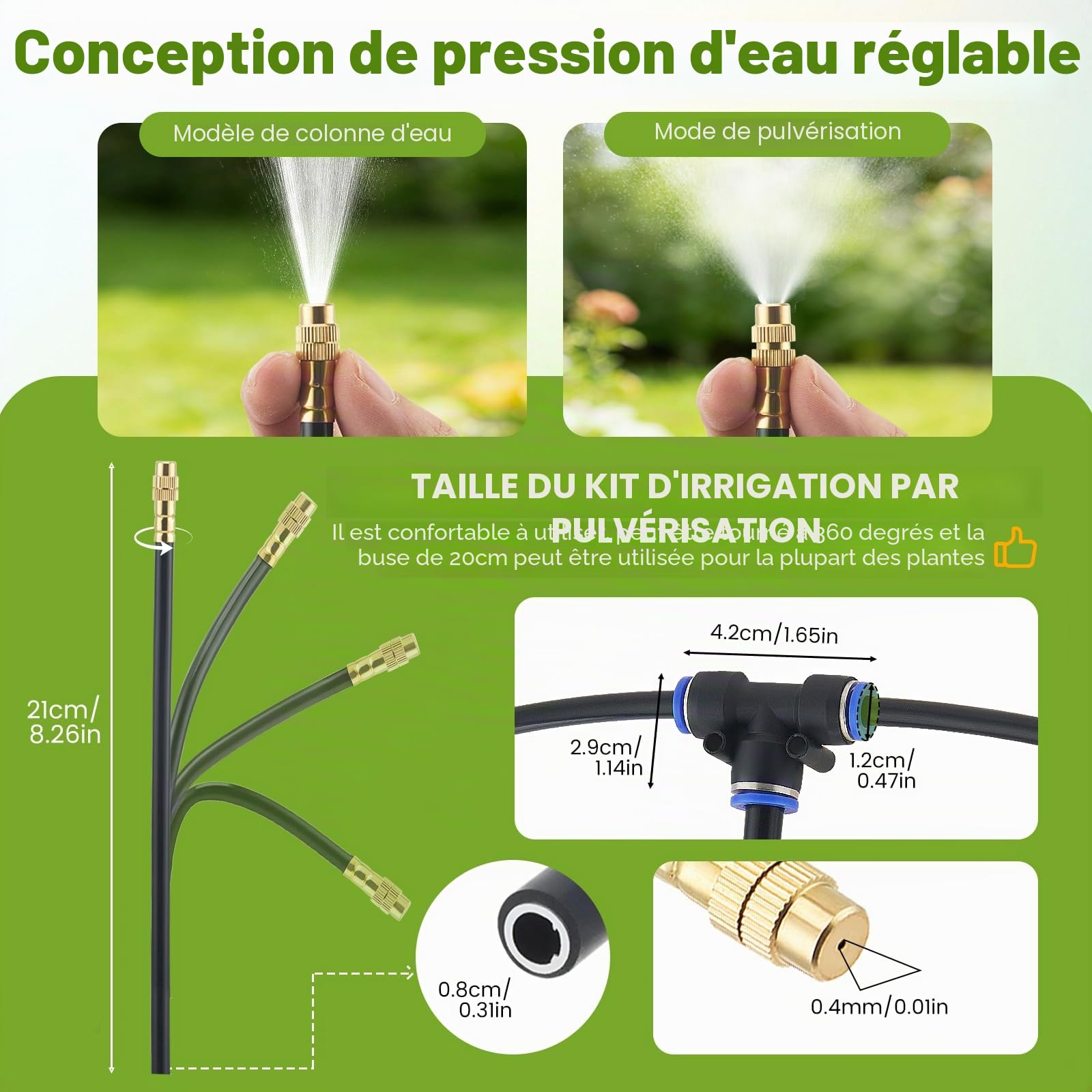 360° Curved Garden Automatic Irrigation System, Arrosage Automatique Pour Jardin avec 24 Buses Réglables, Kit de Système d’Irrigation pour De Plein Air Garden, Yard, Lawn(30M)