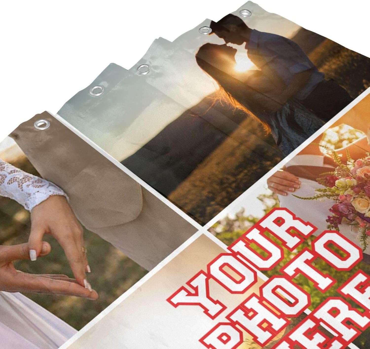 Personalized Shower Curtain Custom Shower Curtains with 6 Photos Text Customized Shower Curtain for Bathroom with Hooks 66 Inch X 72 Inch