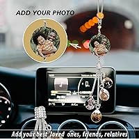 Vista 2 de Adornos Colgantes Personalizados de Foto de Cristal para Coche para Mujeres y Hombres, Adornos Personalizados de Coche con Imágenes, Colgantes