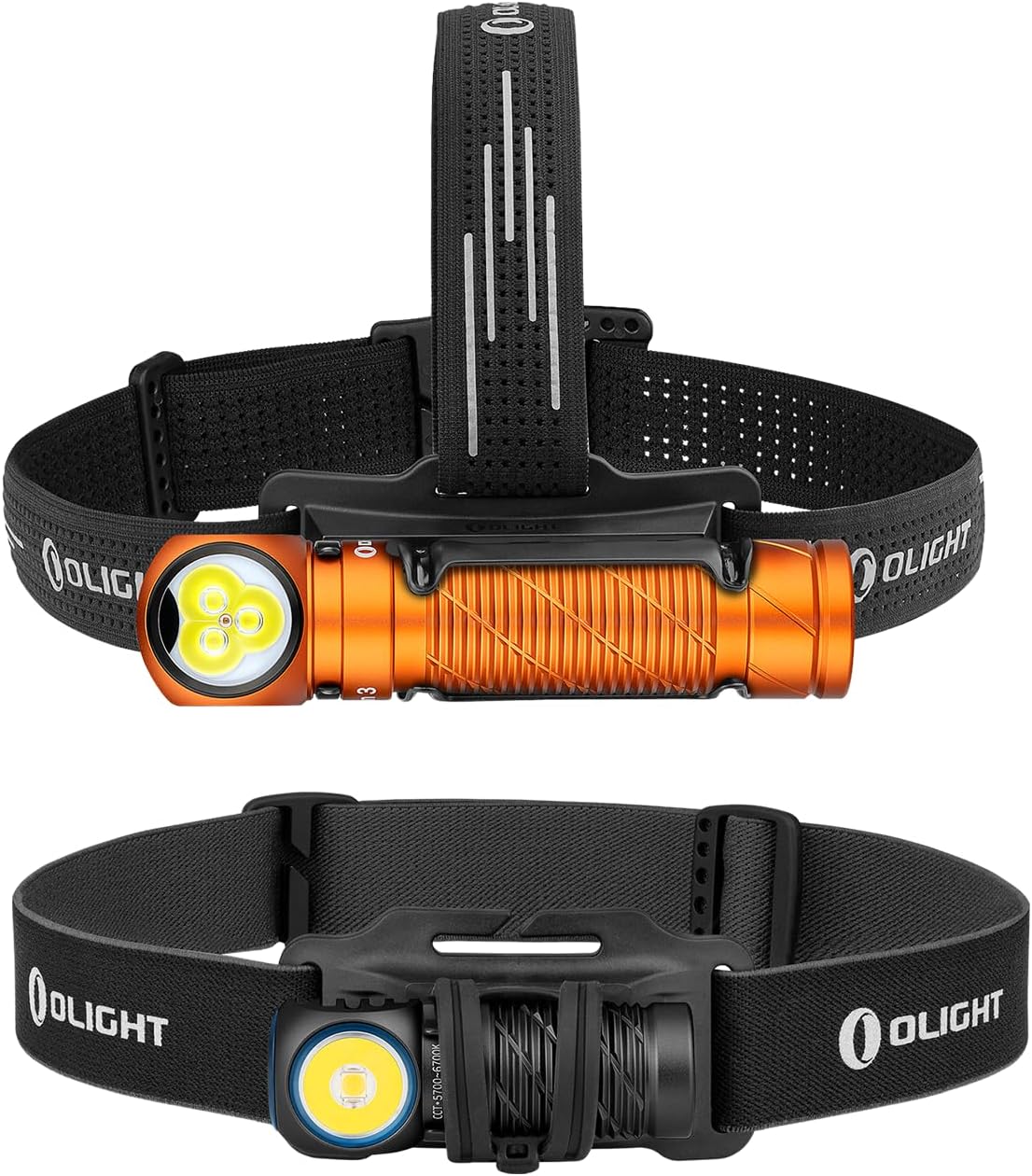 OLIGHT Perun 2 Mini Headlamp 1100 Lumens LED Head Flashlight Bundle with Perun 3 Rechargeable Headlamp Flashlight