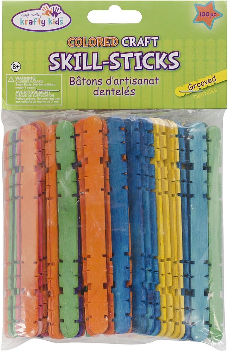 Craft Skill Sticks Assorted Colors 4.5" 100/Pkg Arts, Crafts & Sewing