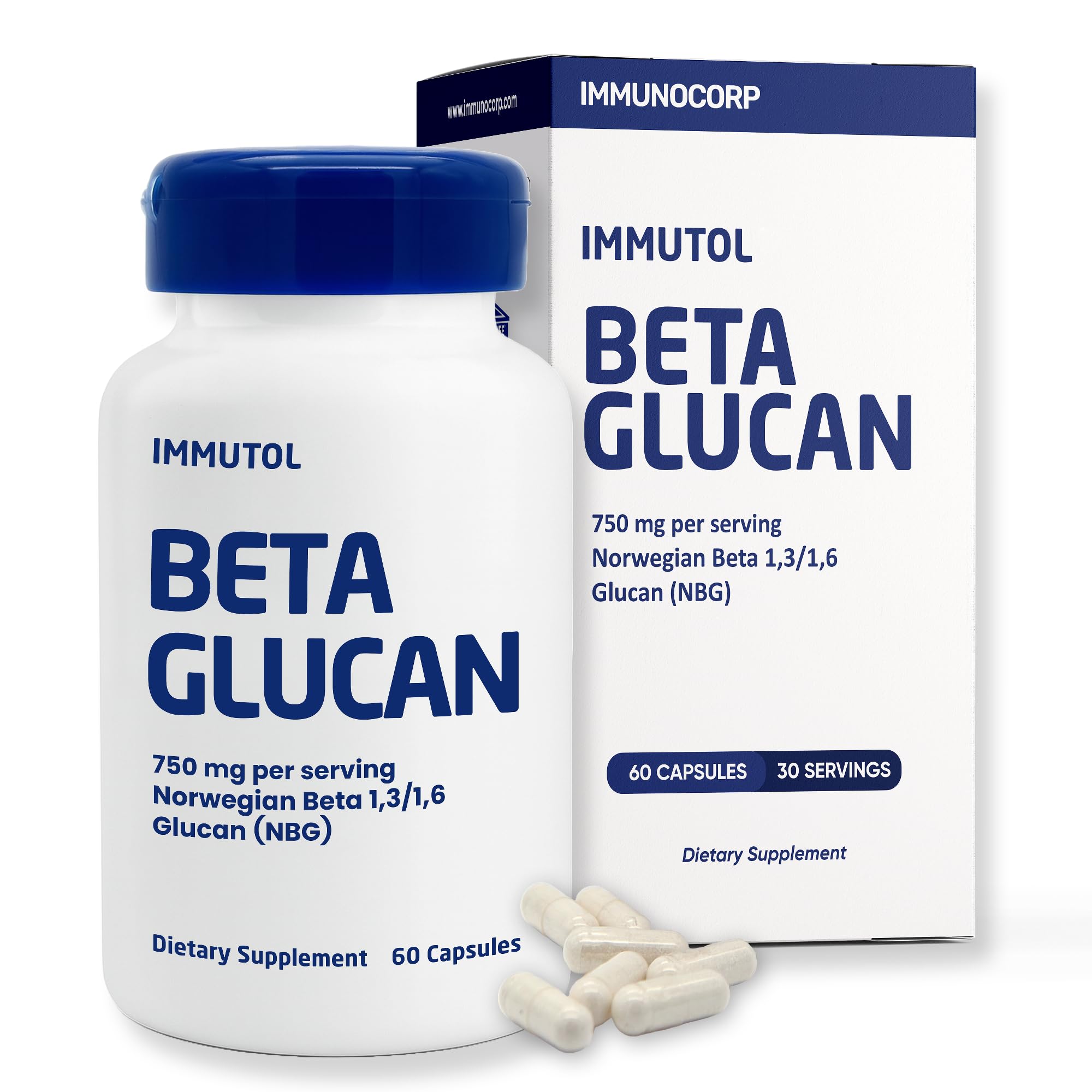 Immutol Immune Support Supplement with 750mg of Beta Glucan 1,3 1,6 - Natural Ingredients, High Potency to Boost Immunity and Overall Wellness, 60 Capsules (60)