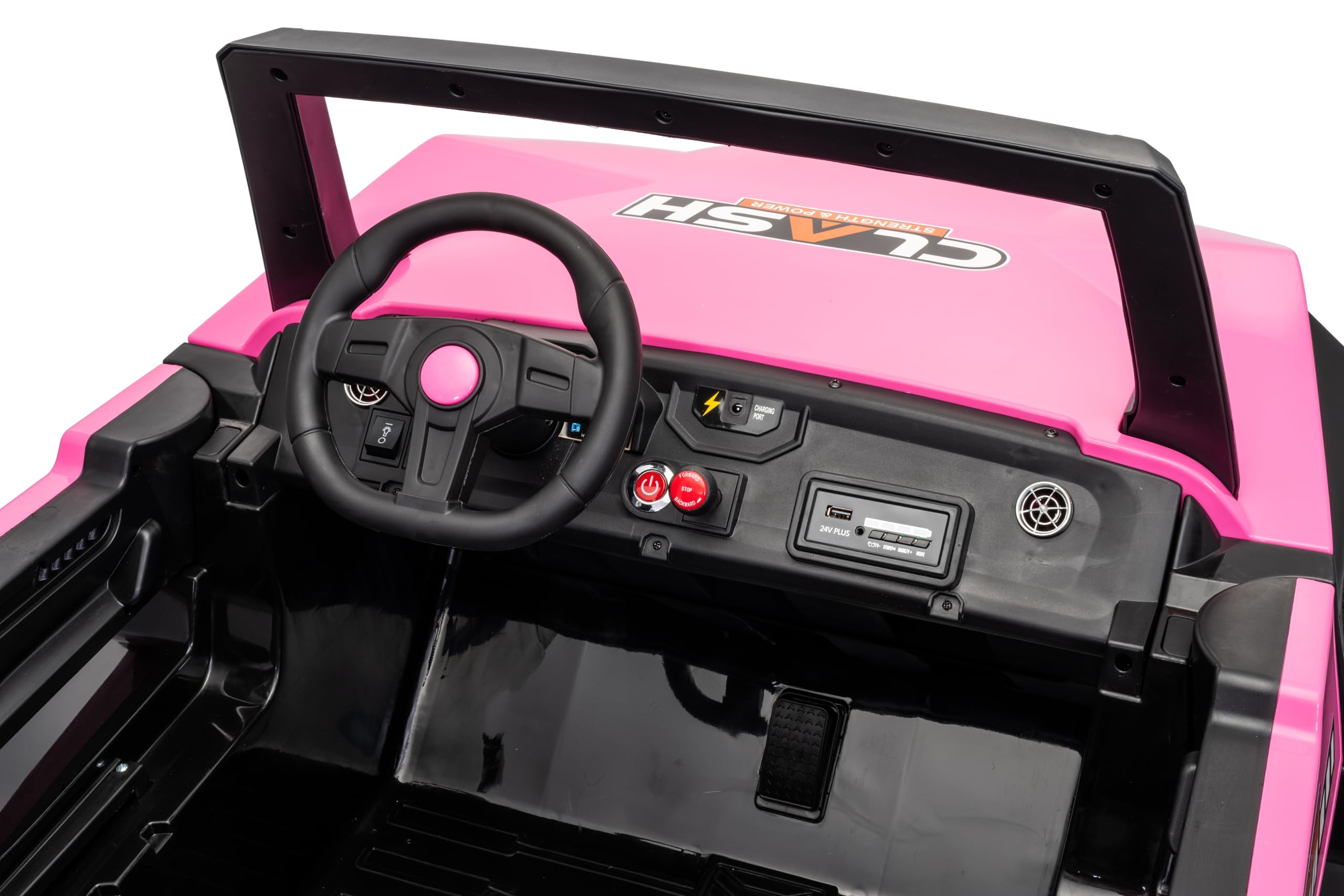 FINOOS Voiture électrique pour Enfants Clash 24V, 2 Places, avec télécommande 2,4 GHz, Buggy électrique Enfants 2 à 7 Ans (Rose)