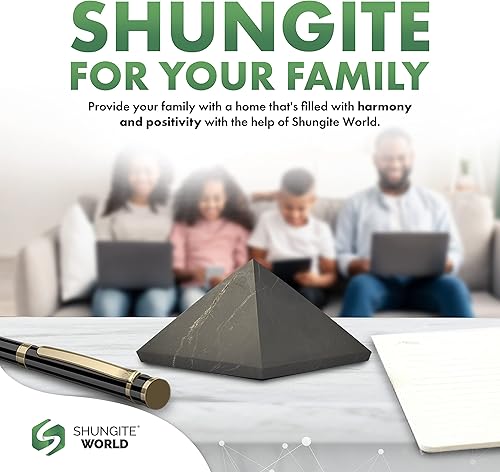 Miniatura 8 de Shungite World Auténticas pirámide de shungita real, pirámide de cristal de shungita, protección del hogar, decoración de habitación, oficina,