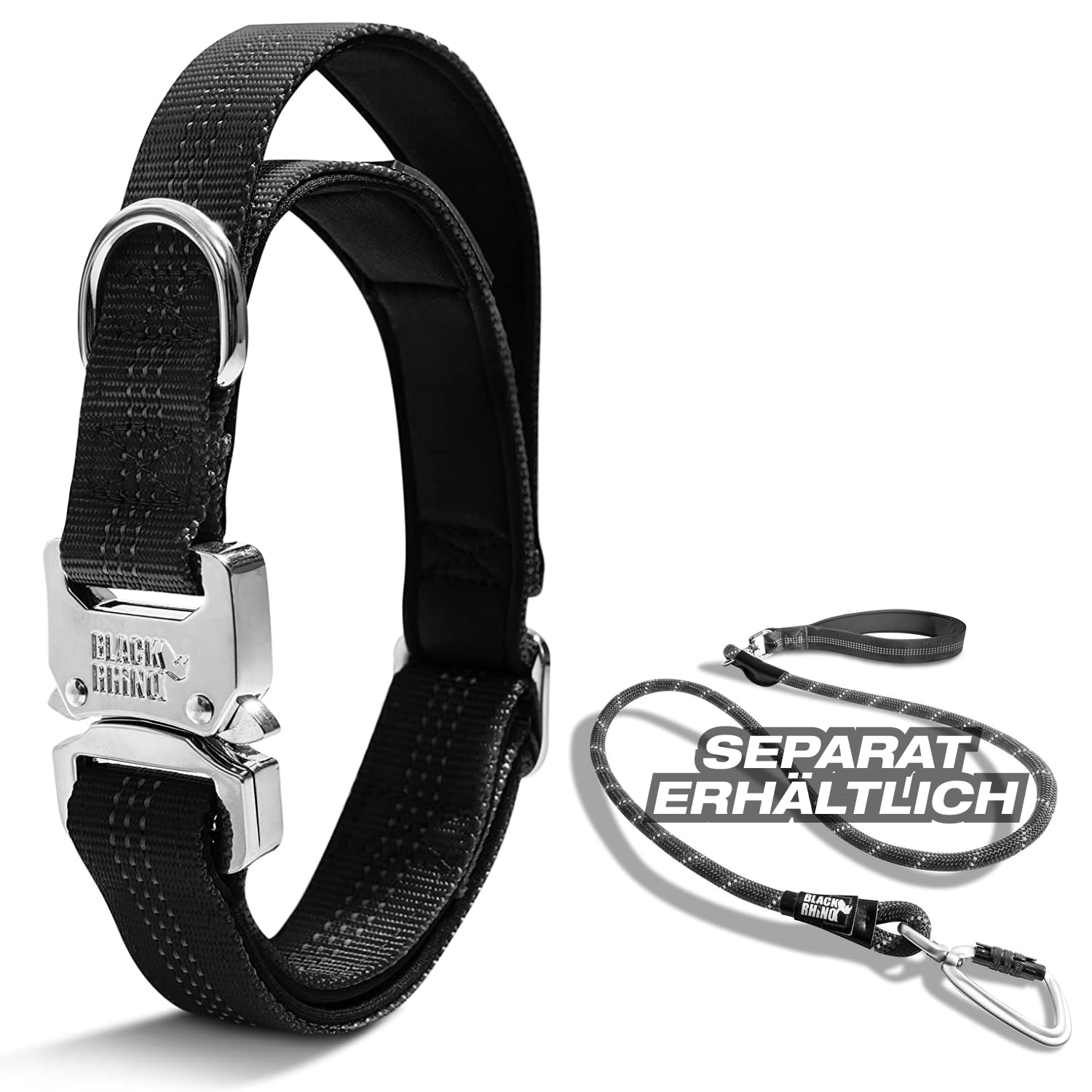 Robustes Taktisches Hundehalsband Mit Neopren-Polsterung, Reflektierend & Mit Metallschnalle - Für Mittelgroße Bis Große Hunde (M, L, XL)