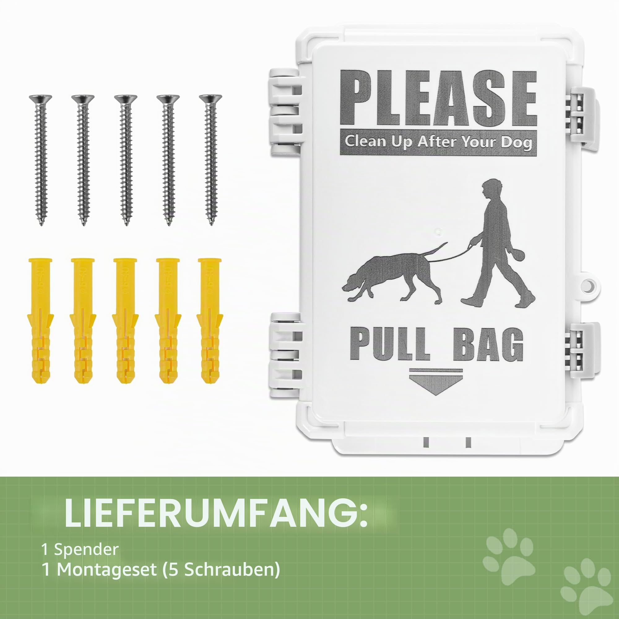 Hundekotbeutelspender, wasserdicht, für den Außenbereich, hält bis zu 8 Rollen Kotbeutel, Außenwand, Pfahl, Zaunmontage (nur Spender)