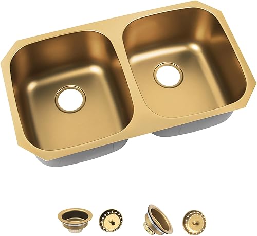 Miniatura 5 de LQS Fregadero de cocina de 32 x 18 pulgadas, fregadero de cocina de acero inoxidable, fregadero de cocina profundo, fregadero de cocina de acero