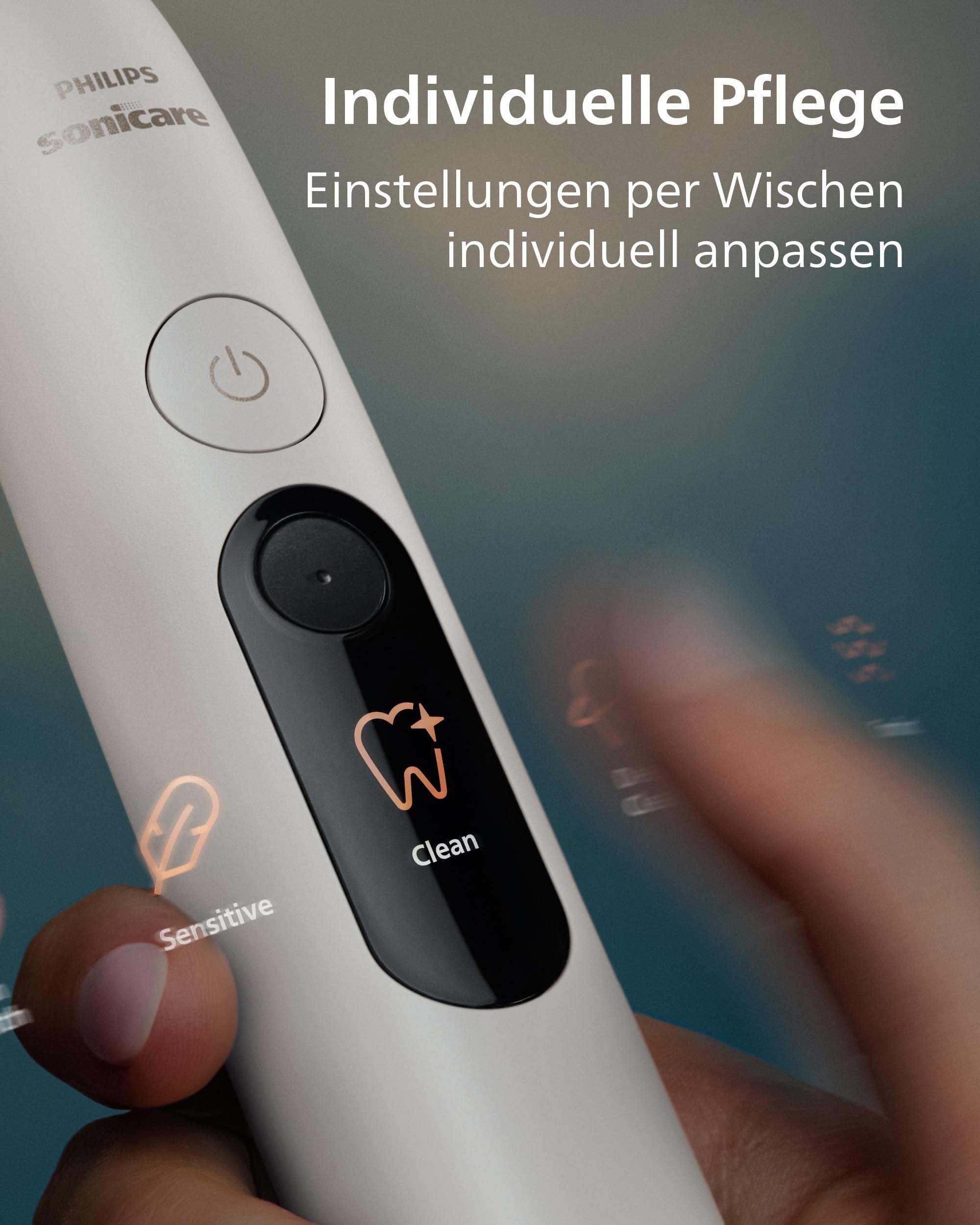 Philips Sonicare Next-Generation DiamondClean 8500 elektrische Zahnbürste - mit intelligenter Andruckkontrolle und 18 Einstellungen, Pulverweiß, HX8515/11