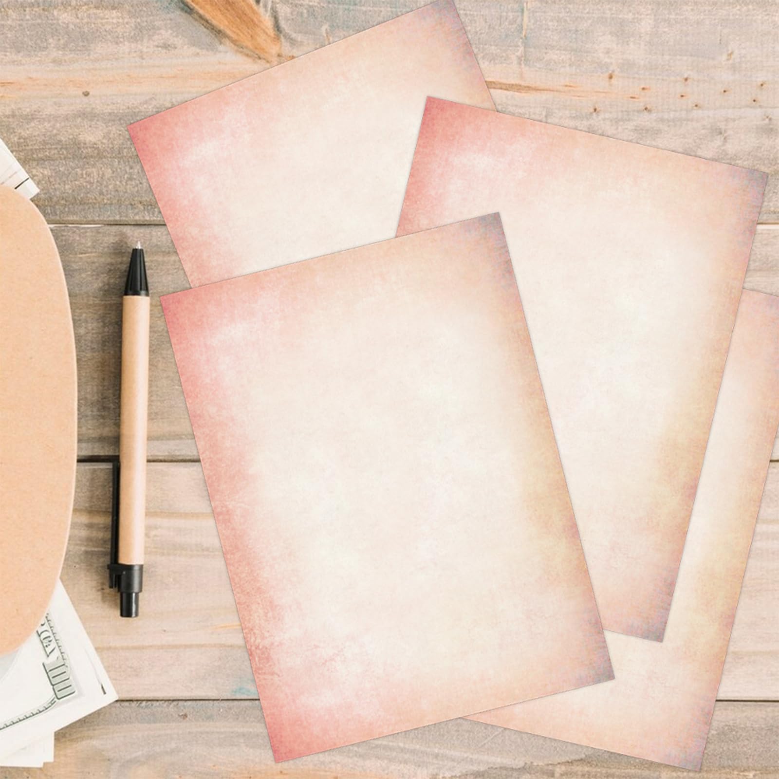 Qpout 60 Sheets Retro Pink Stationery Paper, Pink Letter Paper Cute Writing Paper - Image 3