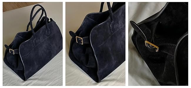 high class tote bag／suede black Amazon.com: Tote Bag for Women, Soft Suede Satchels Bag