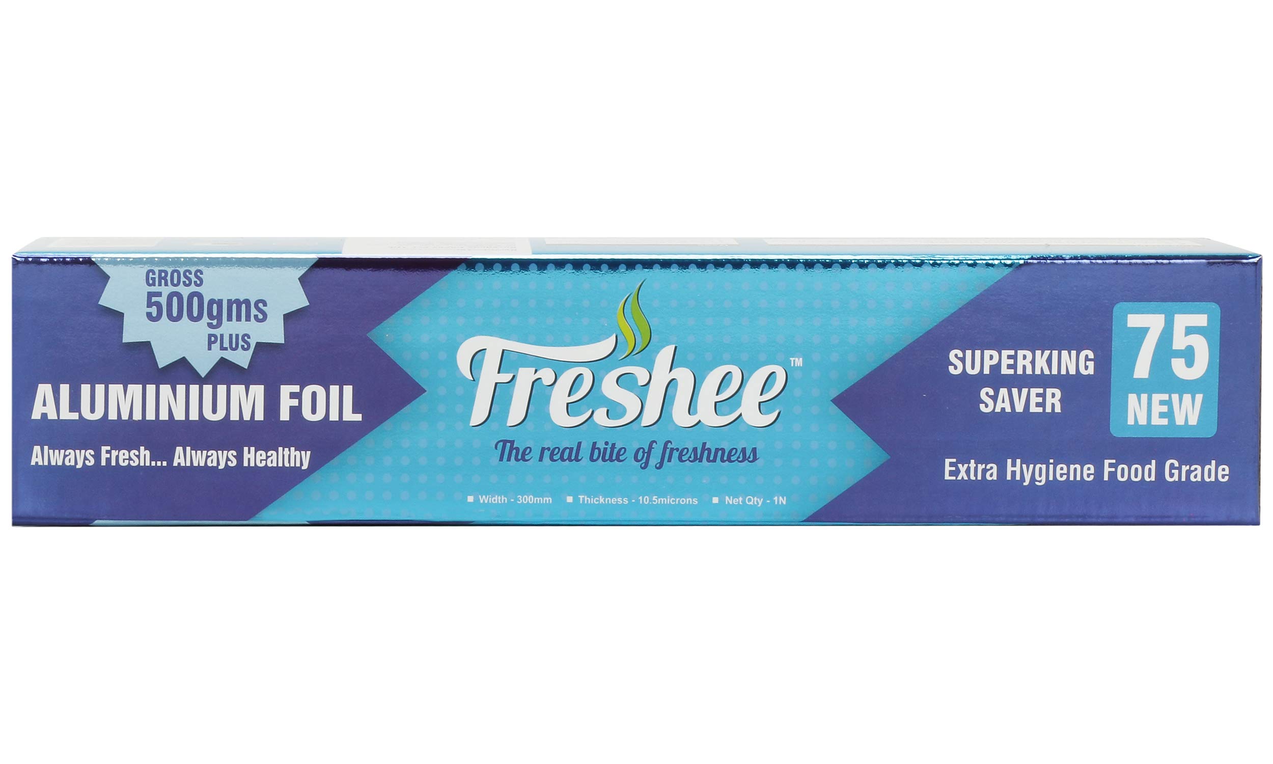 Freshee500gm Aluminium Silver Kitchen Foil Roll Paper, 10.5 micron thick, Food wrap, Bacteria Resistant, Disposable, Food Parcel, Hookah, Fresh Food, Food Grade Quality