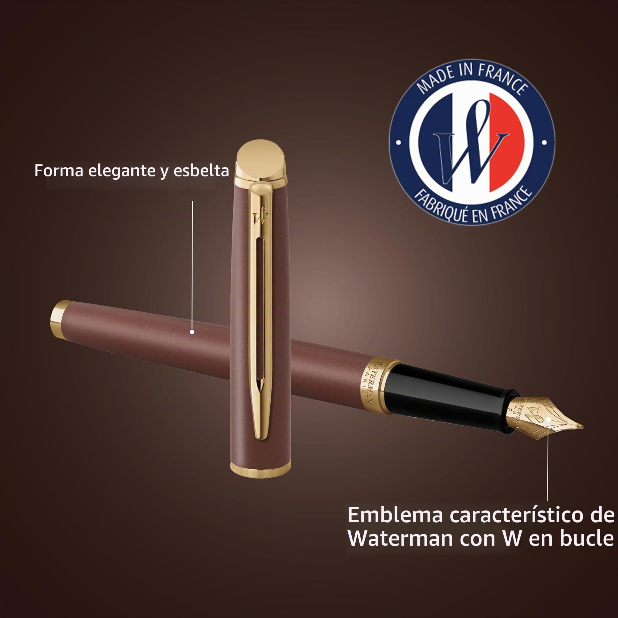 Waterman Hémisphère Pluma estilográfica | La Edición Discreta | Rojo cobre | plumín mediano de acero inoxidable | estuche de regalo