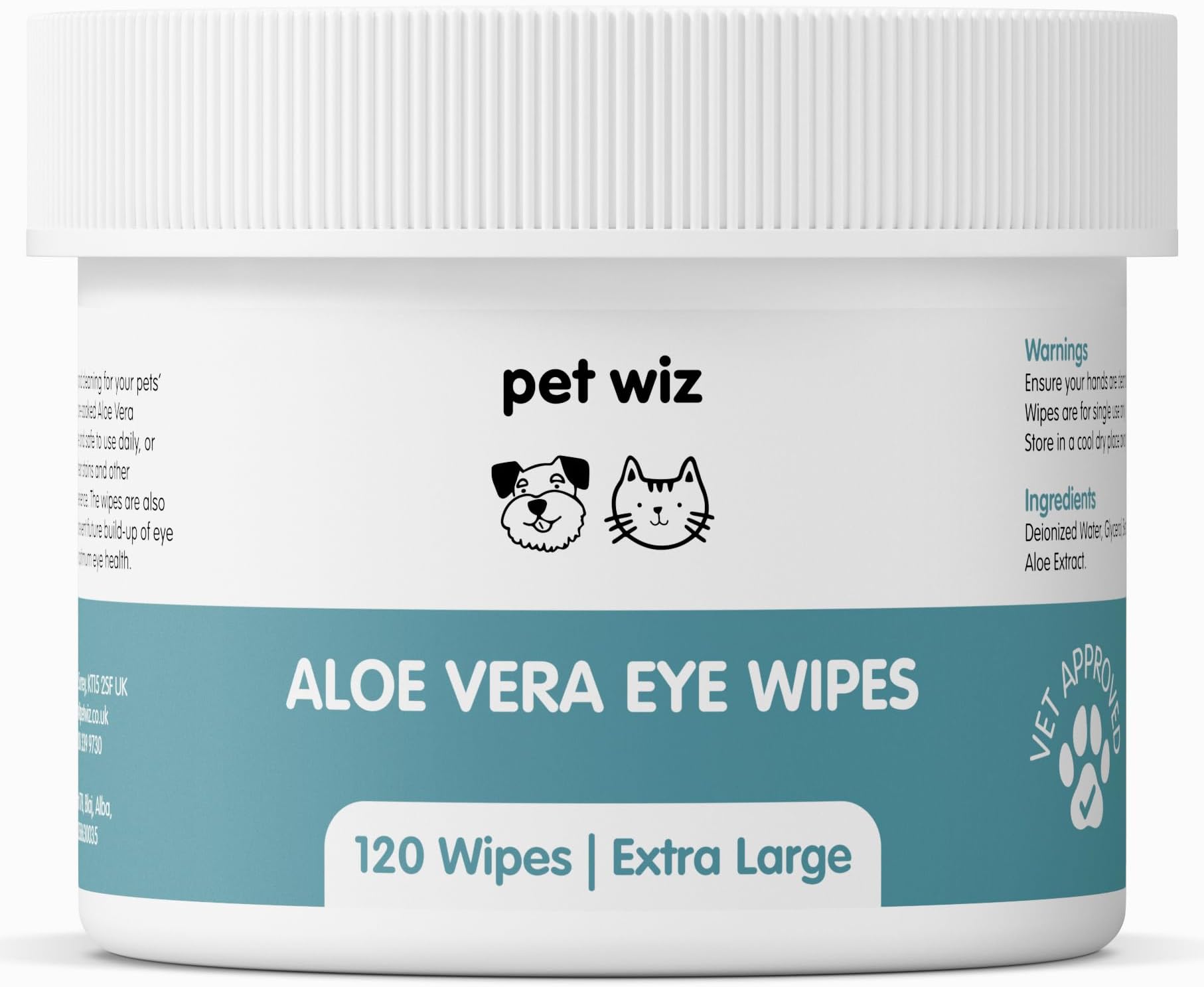 Vet Approved | 120 Extra Large Natural Eye Wipes | Gentle & Soothing