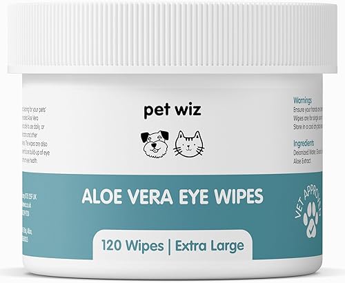 pet wiz Toallitas de ojos de aloe vera para limpiar perros y gatos - Extra grandes