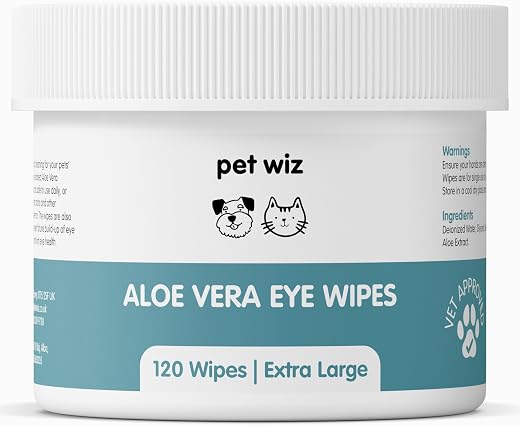 pet wiz Aloe Vera Eye Wipes for Cleaning Dogs & Cats - Extra Large