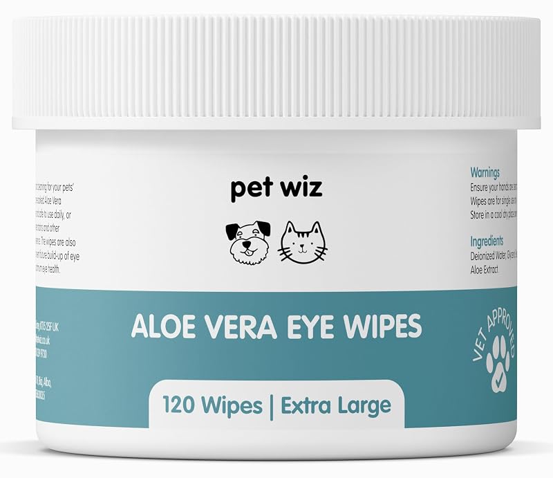 Lenços umedecidos para limpeza dos olhos de cães e gatos com Aloe Vera pet wiz, 120 unidades