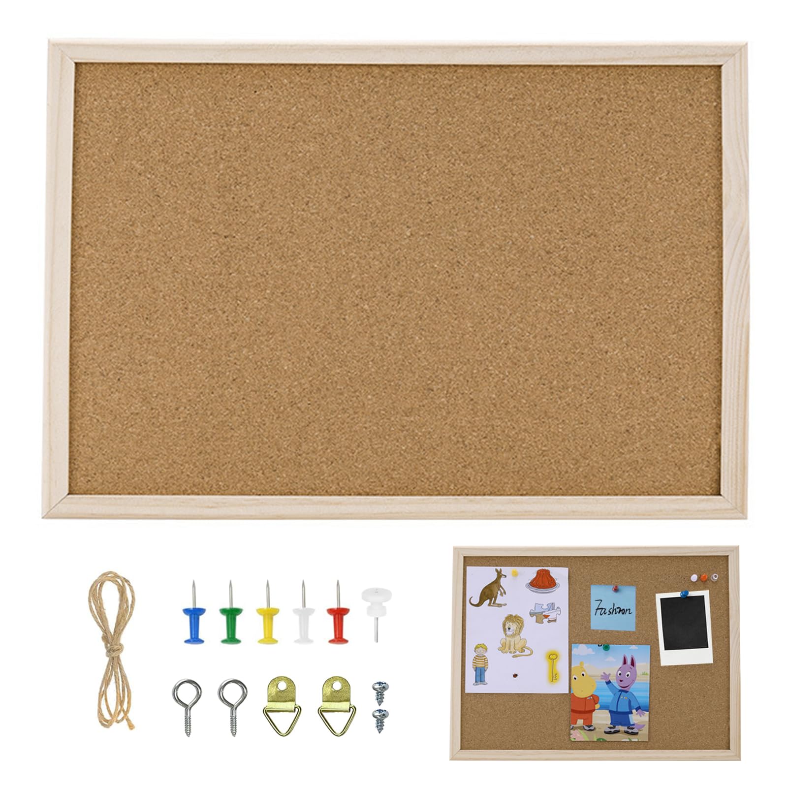 Tableau Liège 30x20cm Avec Cadre Bois - Panneau D'Affichage Pour Photos, Notes - Accessoire Bureau