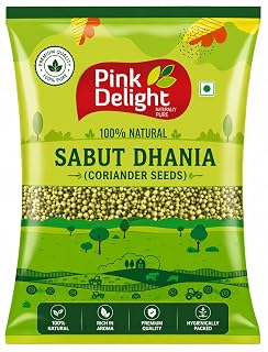 Pink Delight Premium Whole Coriander Seeds | Naturally Green | Dhania Sabut | Indian Masala and Spices | 200 gm Pack