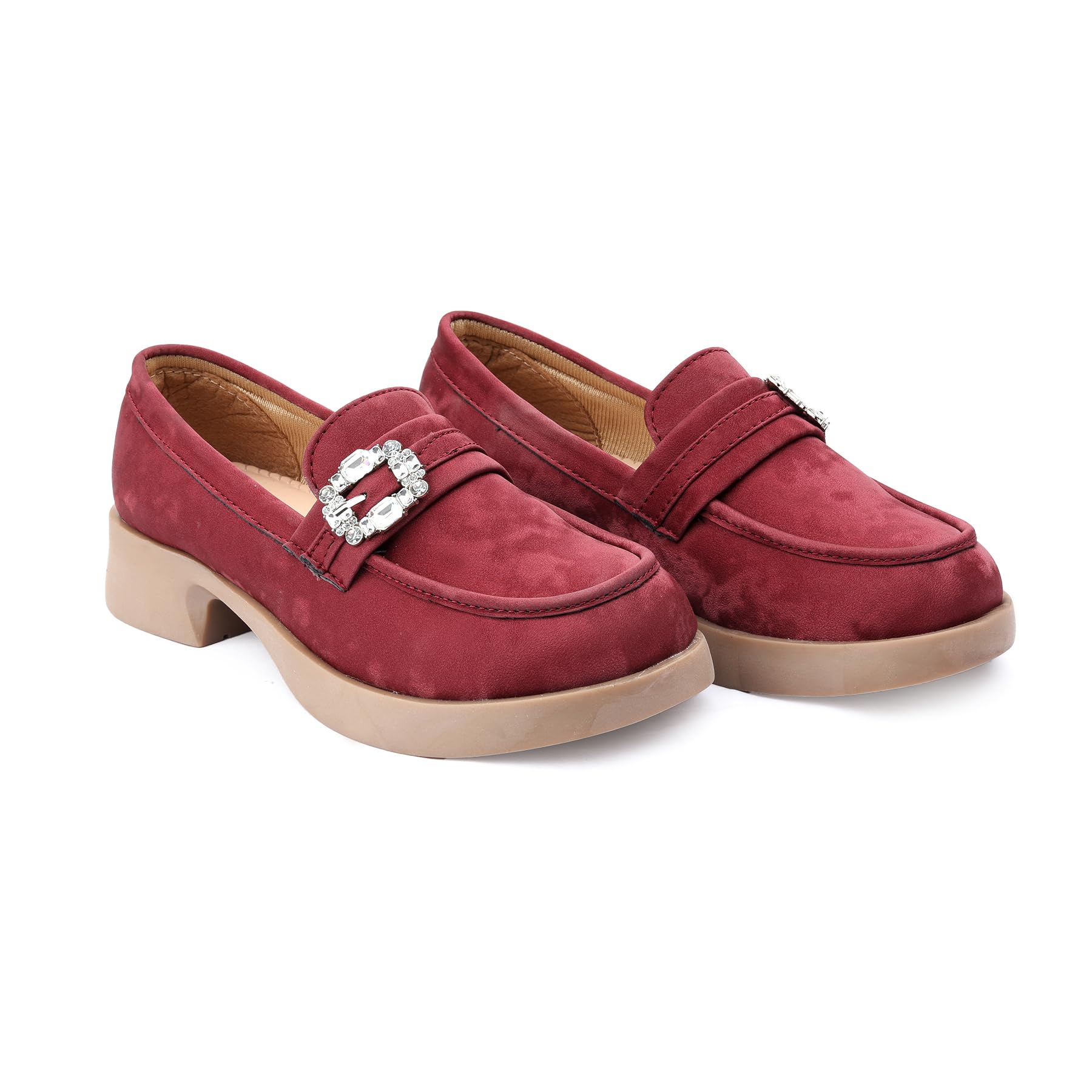 Women's Casual Faux Suede Slip-on Loafers and Semi-Formal Dress Shoes with Crystal-Embossed Brooch and TPR Sole.-image-37