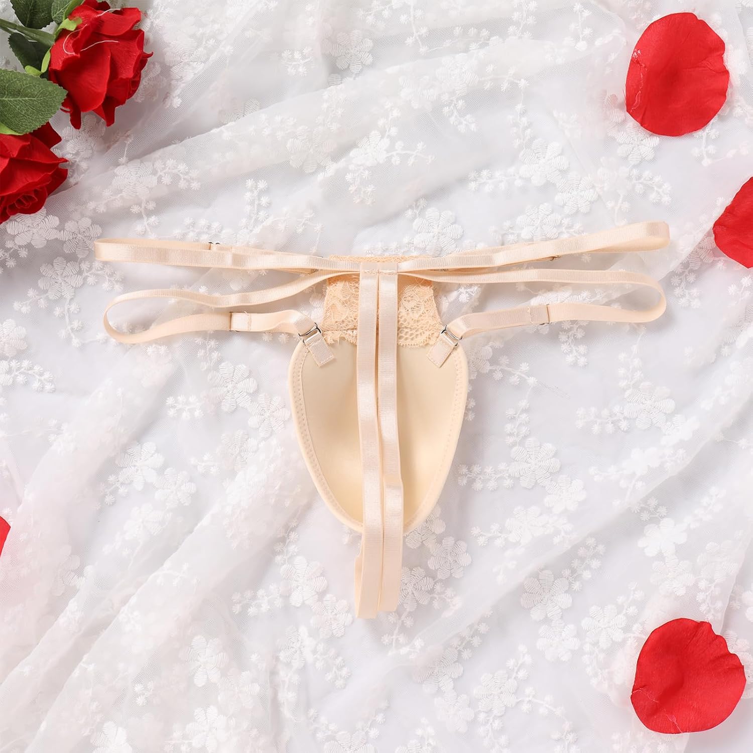 ABAFIP Men's Strappy Lace Thong Underwear Crossdresser Lingerie Low Rise G-string Underpants - Image 4