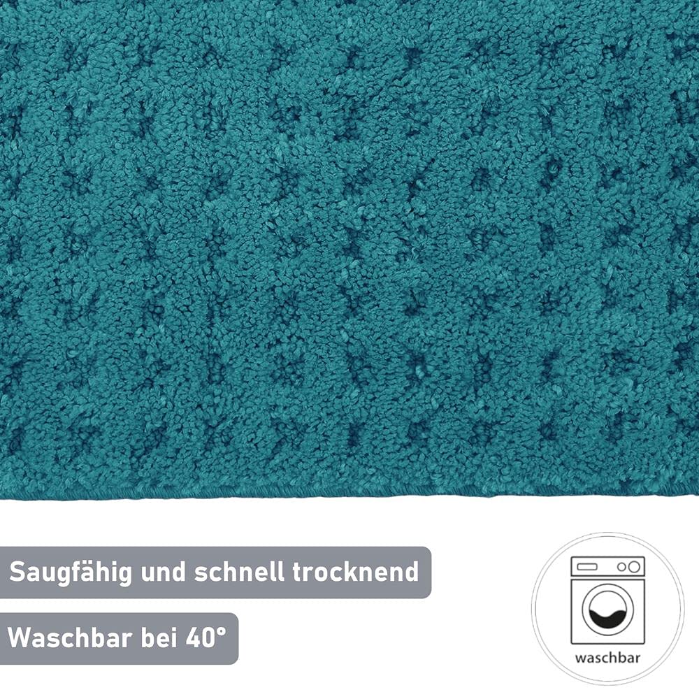PANA® Flauschiges Badvorleger Set • Flauschige und rutschfeste Badematten • Weiche Mikrofasern • Badteppich 2er Set: WC Vorleger ohne Ausschnitt 45 x 45 cm + 50 x 80 cm • Farbe: Türkis