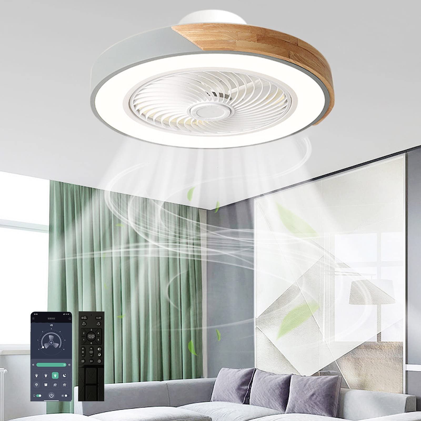 Ventilatore Da Soffitto Con Luce LED E Telecomando - 3 Velocit&agrave;, 3 Colori, Diametro 132cm, Rosso/Nero
