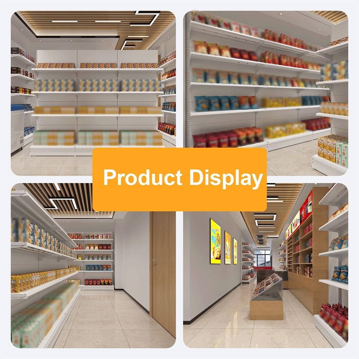 4/5 Etagen Industrie-Regalsystem Gondola Regal Einzelhandel - Supermarkt Gondelregal 120 kg Tragkraft pro Ebene mit 1,5cm Starken Stehern & Verstärkten Regalen(93 * 135cm/36.6 * 53.1in)
